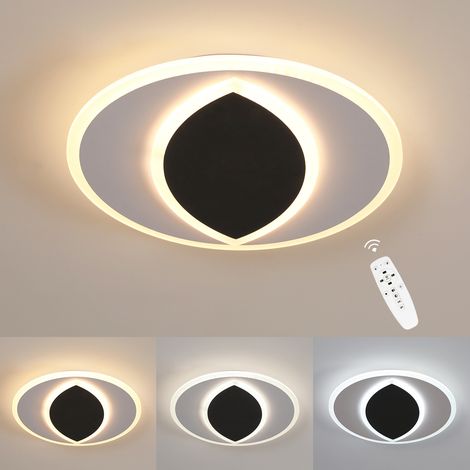 GOECO Plafoniera LED rotonda in acrilico, bianco e nero, Ø40 cm, 27W con dimmer (luce regolabile), 220V, per soggiorno, camera da letto, ufficio (1/5)