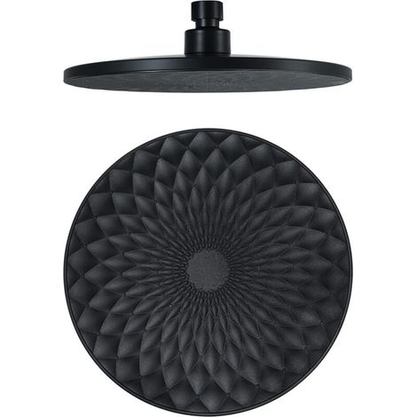 Shower Head, Round 9 Inch Fixed Shower Head ABS Rain Shower Head Water Saving High Pressure Rain Shower Head, G1/2" Connection,Black