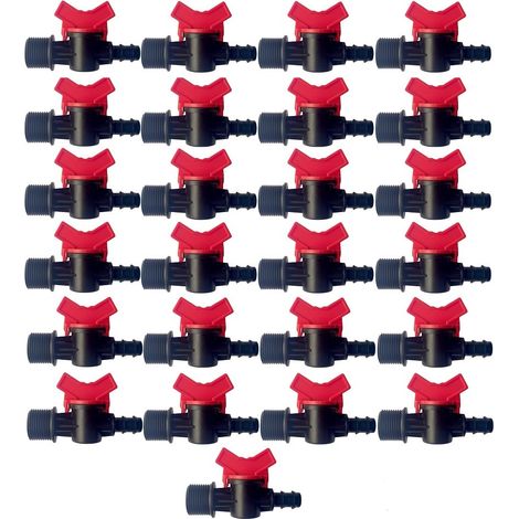 Vanne interrupteur d'irrigation goutte à goutte 16 mm x 3/4, robinet d'arrêt pack de 25 unités. Offre exclusive (1/5)