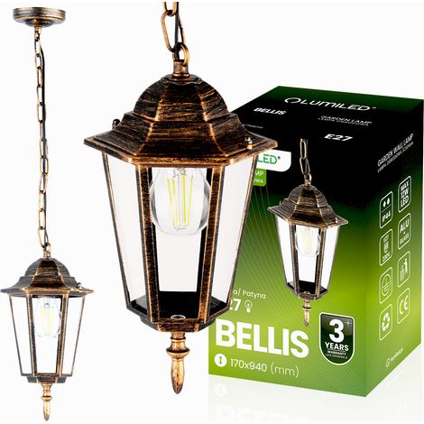 Garten-Hängeleuchte E27 Laterne Patina bellis lumiled (1/5)