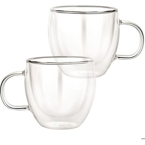 Verres Double Paroi - CHEFFINGER - Lot de 2 - 250ml - Verre Borosilicate - Ergonomique (1/5)
