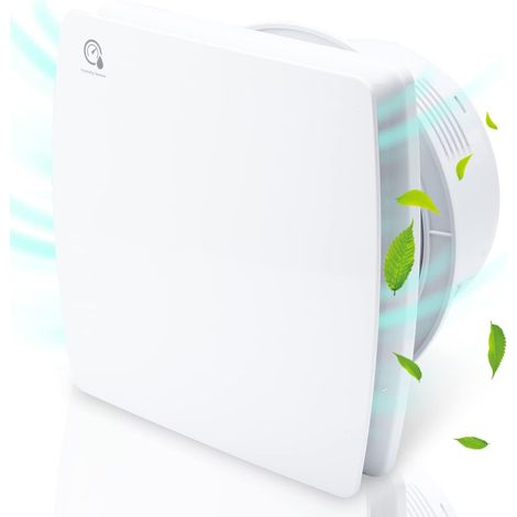 Ventilateur de salle de bain 100 mm avec capteur d'humidité et clapet anti-retour, ventilateur d'extraction au plafond et montage mural, pour cuisine, fenêtre loft et cave, silencieux (1/5)