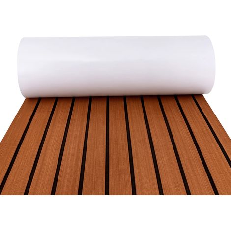 Tapis de sol pour bateau, tapis marin en faux teck, design antidérapant, installation facile, MARRON (1/2)