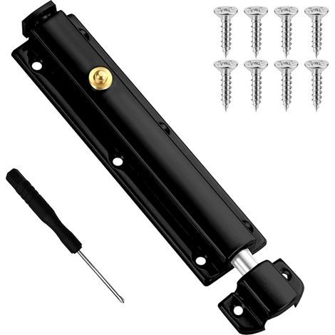 Loquet de sécurité à ressort à bouton-poussoir, 15,2 cm, loquet de sécurité en acier inoxydable, verrou à boulon coulissant automatique, verrouillage de porte intérieur polyvalent pour (1/5)