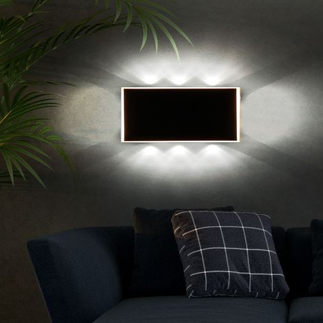 Wandleuchte Wandlampe Flurlampe Wohnzimmerlampe Schlafzimmer, Metall schwarz klar opal, 1x LED 12W 850Lm 3000K, BxHxT 25x9x5 cm