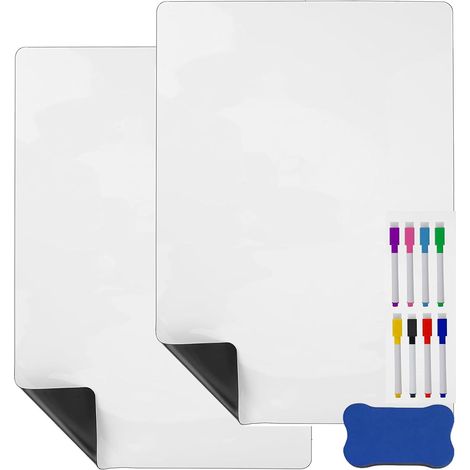 2 Pcs Tableau Magnetique Frigo A4, Tableau Frigo Magnétique 30x21 cm avec 9 Accessoires pour la Maison le Bureau l'École (1/5)
