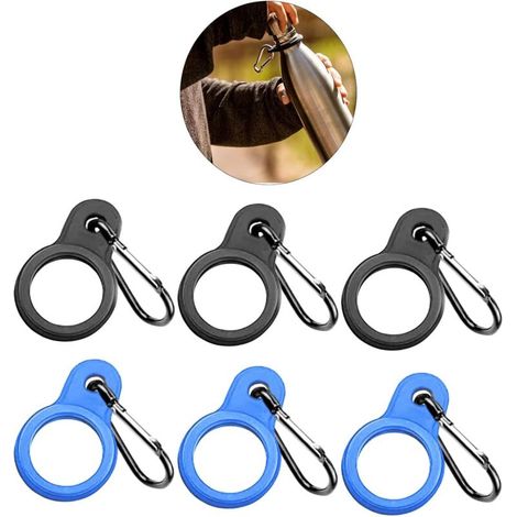 Lot de 6 boucles en silicone pour bouteille d'eau Support de ceinture portable Crochet de transport en plein air Sangle de suspension pour randonnée, camping, voyage