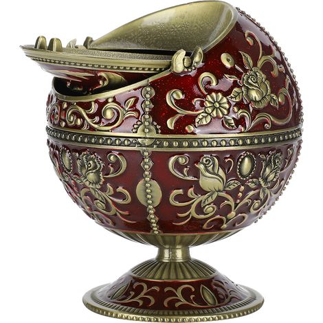 Cendrier Vintage en Forme de Tellurion avec Dragon en Alliage de Zinc, Couvercle Anti-Vent, Décoration Maison Artisanale (1/5)