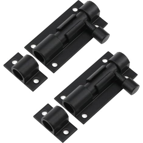 Pestillo de cerrojo deslizante de 2 pulgadas, negro mate, adecuado para pestillo de cerrojo de puerta interior, cerradura de seguridad deslizante para puerta corredera - 2 piezas (1/5)