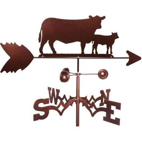 Girouette décorative de jardin en acier inoxydable - Vache et veau, girouette en acier inoxydable ferme rétro durable scène indicateur de direction du vent