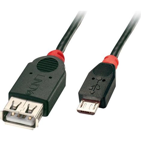 LINDY Cavo USB USB 2.0 Spina USB-Micro-B, Presa USB-A 1.00 m Nero con funzione OTG 31936