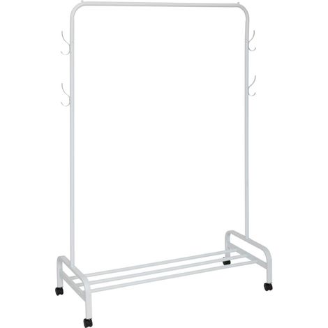 Portant à vêtements avec patères en métal blanc (1/4)