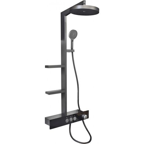 Colonne de douche NIL en laiton gris métal avec étagères H. 114 cm (1/5)