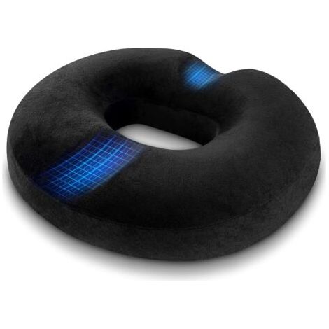 Cuscino ortopedico in memory foam per emorroidi, per il sollievo dalle emorroidi e dal dolore postnatale al coccige, per sedia a rotelle, seggiolino auto, ufficio all'aperto, nero