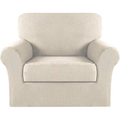 Lot de housses chaise pour salon,fauteuil,canapé,avec accoudoirs,lavables,en jacquard épais chaise,beige biscotti 2 tissu (1/5)