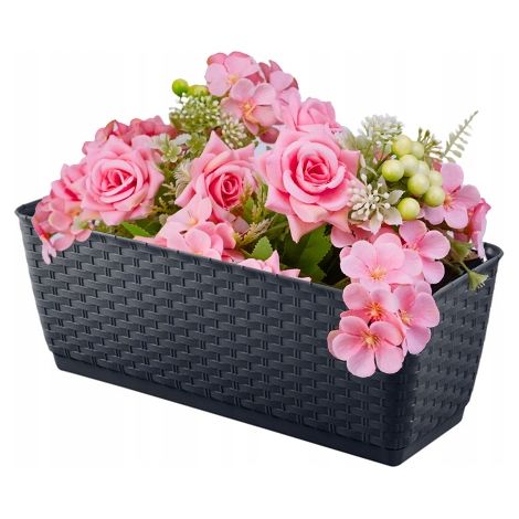 DRL300P länglicher Blumentopf mit Untersetzer Anthrazit (1/4)