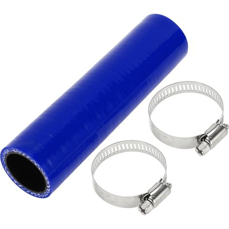 1 Ensemble Tuyau Silicone Noir Bleu 30mm 150mm 0° 2 Colliers, Longueur 150mm, 0 Degré, Épaisseur 5mm, Temp Max 300°C, Min -60°C, Pression 1Mpa, Huile, Frein, Antigel (1/5)