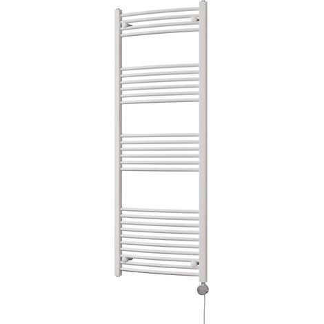 Zennor - White Electric Towel Rail H1600mm x W600mm Curved 800w Thermostatic (1/3)
