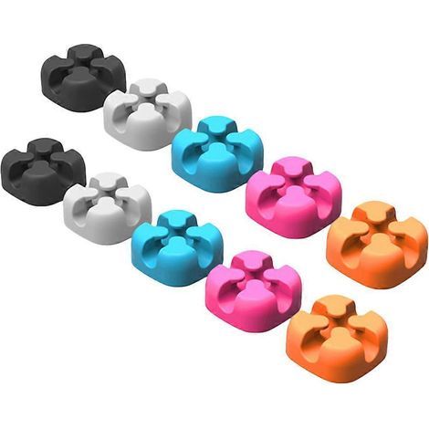 Packung mit 10 selbstklebenden Silikon-Kabelorganisatoren fürs Büro, Kabelclips – 2,3 x 2,3 cm (1/4)