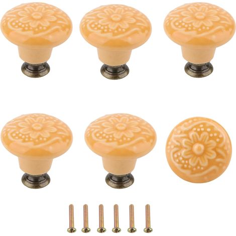Set mit 6 Keramik-Schubladengriffen im Vintage-Stil inklusive Schrauben für Schränke, Schubladen und DIY-Projekte