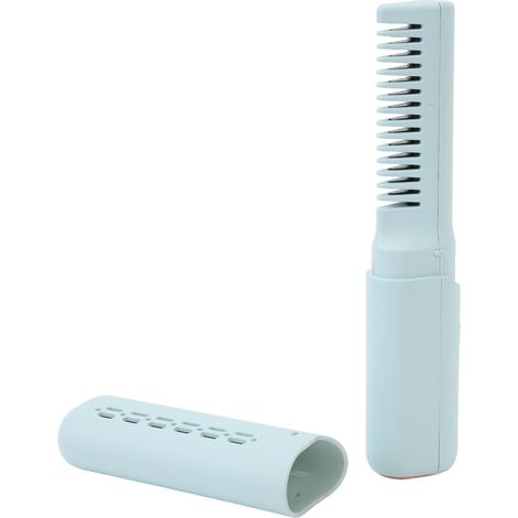 Mini lisseur rechargeable, 3 températures réglables, batterie 2000 mAh, anti-brûlure, port USB-C, sans fil, pour tous types de cheveux, bleu ciel (1/5)