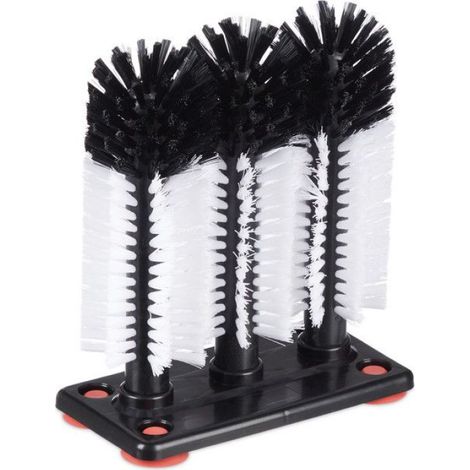 Brosse Lave-Verre - Avec 4 Ventouses - Pour Évier - Nettoyage Intérieur Et Extérieur Simultané - Dimensions 22 x 18,5 x 9,5 cm - Blanc/Noir - 1 Pièce (1/5)