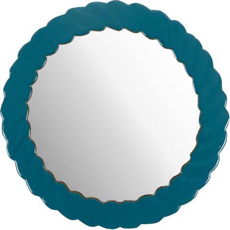 Amadeus - Le miroir torsadé en métal bleu (1/2)