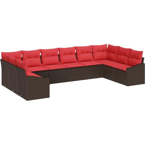 Sofa Set 10 pcs Brown [Synthetic]: Poly Rattan vidaXL (1/5)