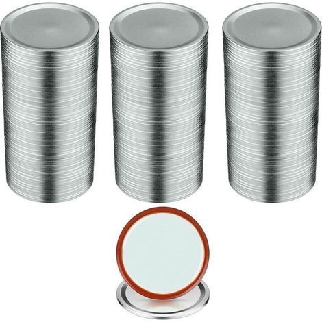 100PCS Couvercles de Bocaux à Conserve - Bouche Régulatrice 70mm, Métal avec Anneau d'Étanchéité, Modèle Argent (1/4)
