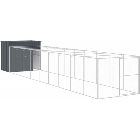 Maison Exclusive - Hundehütte mit Auslauf Anthrazit 214x1069x181