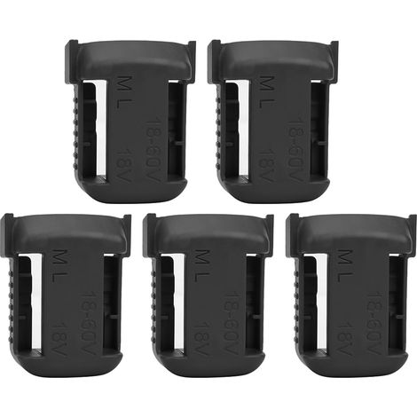 5 supports de rangement pour batteries lithium, étagère à fixation par fente pour Milwaukee M18 18V, noir, lot de 5 pièces. (1/5)