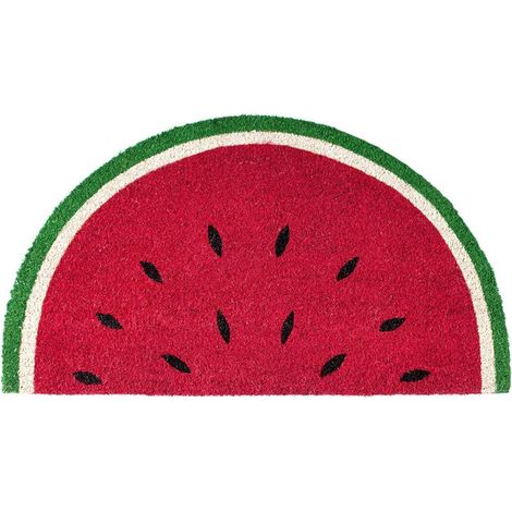 Tapis d'entrée en forme de pastèque rouge, paillasson original en fibre de noix de coco avec support antidérapant en PVC (1/5)
