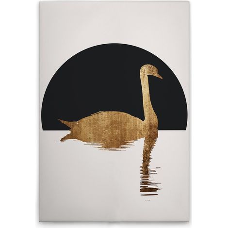 Leinwandbild Schwan Schwarz Gold M1-No.50659 - Kunstdruck auf Leinwand in Creme Schwarz - Wandbild 30 x 45 cm (1/5)