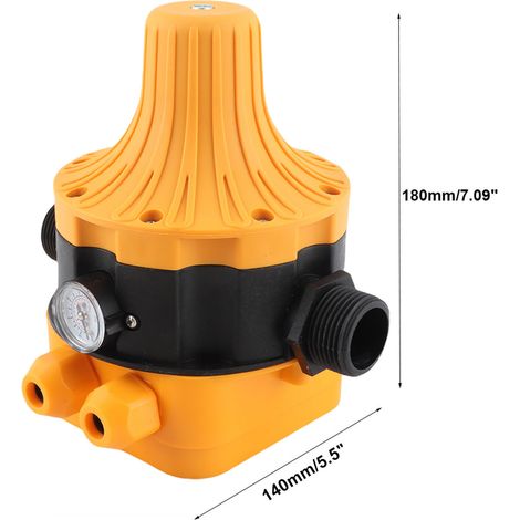 Ortviai Interrupteur de Pression Automatique pour Pompe à Eau 220 V avec Manomètre Intégré, IP65, 10 bar (1/4)