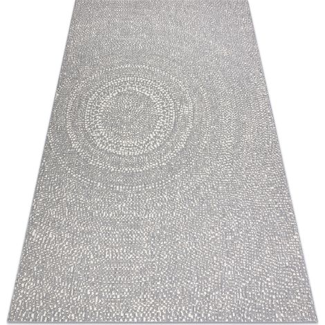 Teppich FLAT SISAL 48832637 Kreise, Punkte grau / creme grey 140x200 cm