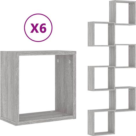Étagères cube murales 6 pcs Étagères flottantes sonoma gris 30x15x30 cm (1/5)