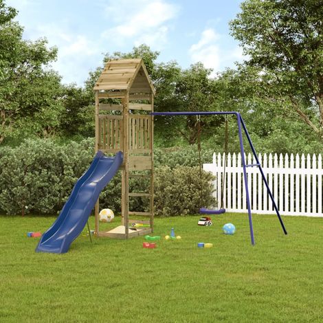 Aire de Jeux d'extérieur, Maison enfant exterieur, Maisonnette de jeu bois de pin imprégné LKOWF94035 (1/5)