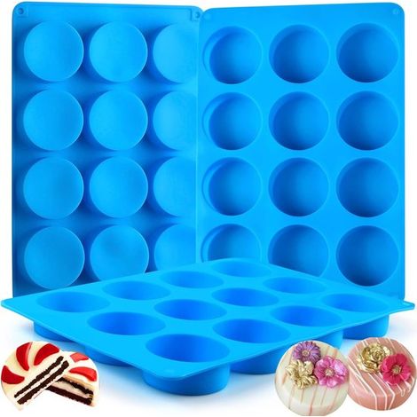 moldes de silicona para galletas y chocolate, molde cilíndrico redondo de 12 agujeros para caramelos, moldes de silicona para hornear mini pasteles y gelatina. (1/4)