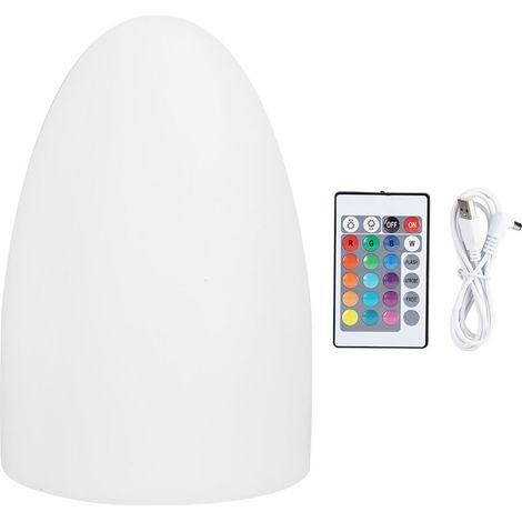 Lampe de Nuit LED Œuf avec Télécommande, 16 Couleurs RGB, Protection des Yeux, Rechargeable USB pour Chambre d'Hôtel (10x15 cm)