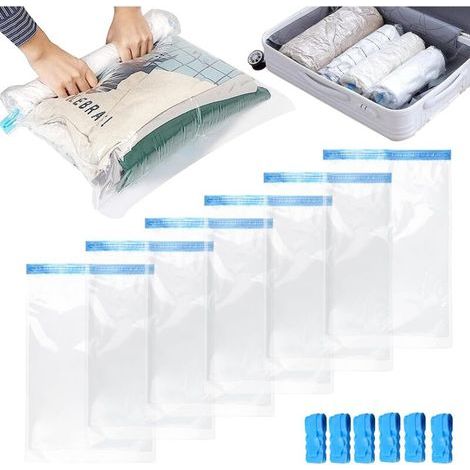 6-teiliges Set Vakuumierbeutel für Kleidung, Vakuum-Aufbewahrungsbeutel, Vakuum-Kompressionsbeutel, Reisebeutel aus Kunststoff für Matratzen, Bettwäsche, Kissen, Bettdecken (1/5)