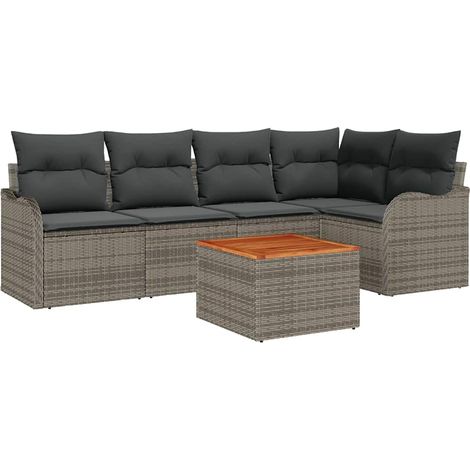 Maison Exclusive - Ensemble de canapé de jardin avec coussin 6 pcs Gris polyrotin