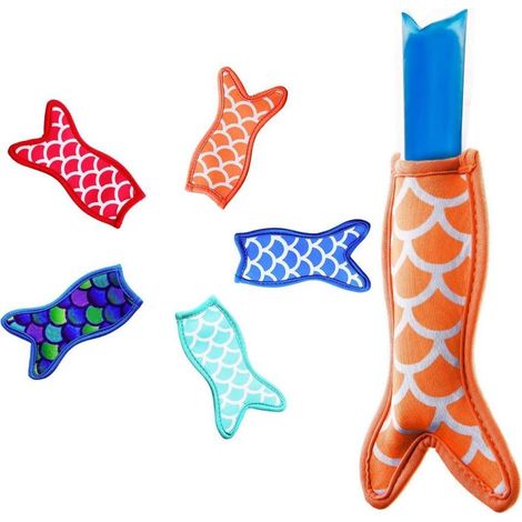Set mit 5 wiederverwendbaren Neopren-Kühlakkuhüllen in Meerjungfrauenform, isolierende Hüllen für Picknicks, Strand, Camping und Sommer. (1/5)