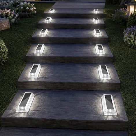 Lampes Solaires Extérieures au Sol Lot de 12, Lumière Solaire LED Étanche, Éclairage Jardin pour Chemins, Escaliers, Terrasse, Allée, Piscine, Blanc Froid (1/5)