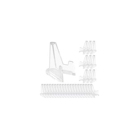 30 Pcs Supports de Cartes en Acrylique, Presentoir Chevalet Acrylique Transparent, Mini Chevalets Support de Monnaie en Plastique pour Médailles Cartes Postales à Collectionner