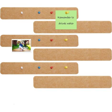 Lot de 6 Panneau de Liège Autocollant Beige, Bandes de Liège pour Tableau d'affichage, Tableau Liege Mural avec Punaises pour Coller des Notes (1/5)