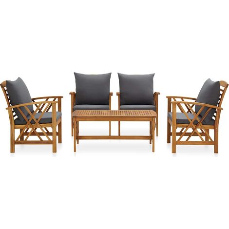 Maison Exclusive - Set Divani da Giardino 5 pz con Cuscini in Massello di Acacia (1/5)