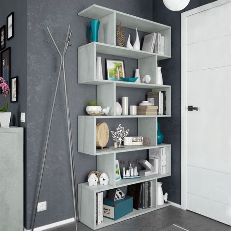 Libreria scaffale multiuso CEMENTO con Ripiani 80 X 25 X 192 cm salone studio camera 301011L (1/3)