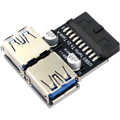 Adaptateur 19 broches vers double USB 3.0/3.1 adaptateur 19P/20P vers double connecteur Type-A femelle (1/5)