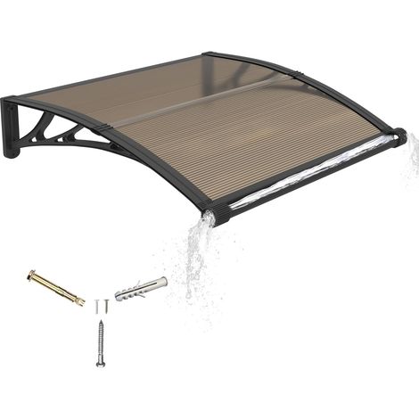 Auvent de Porte d'entrée 80x120cm Toit Marquise en Polycarbonate Porte Résistante Toit Abri Protection Contre La Pluie et UV Contre la Neige (1/5)