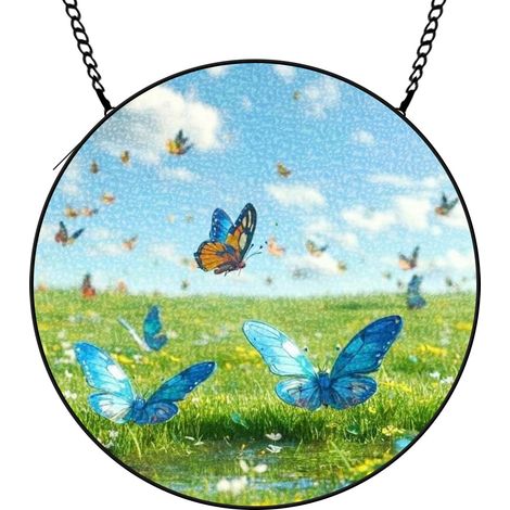 12,5 cm Attrape-soleil fleurs oiseaux abeille, panneau décoratif vitrail, cadeau maman (1/5)